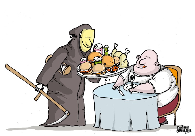 Caricatura de Alfredo Martirena sobre la gula.