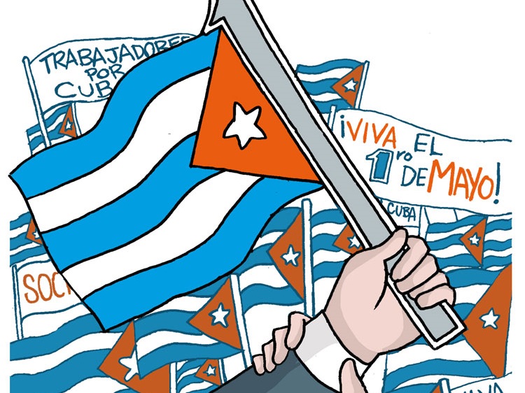 Caricatura de Alfredo Martirena sobre el Primero de Mayo