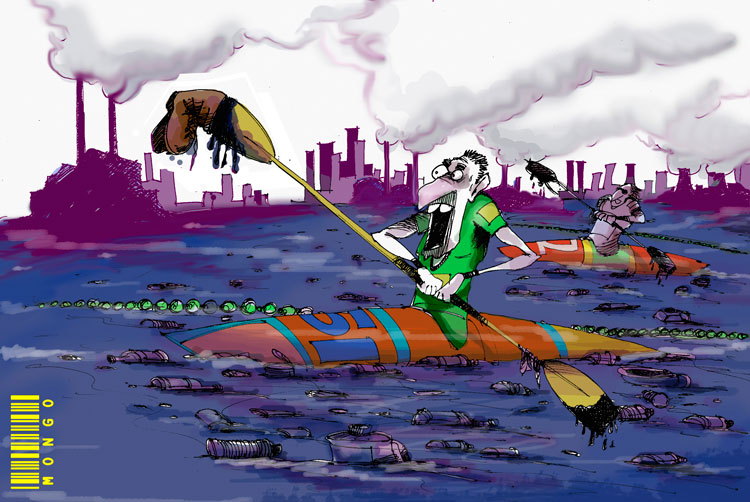 Caricatura de Mongo sobre la contaminación del medio ambiente.