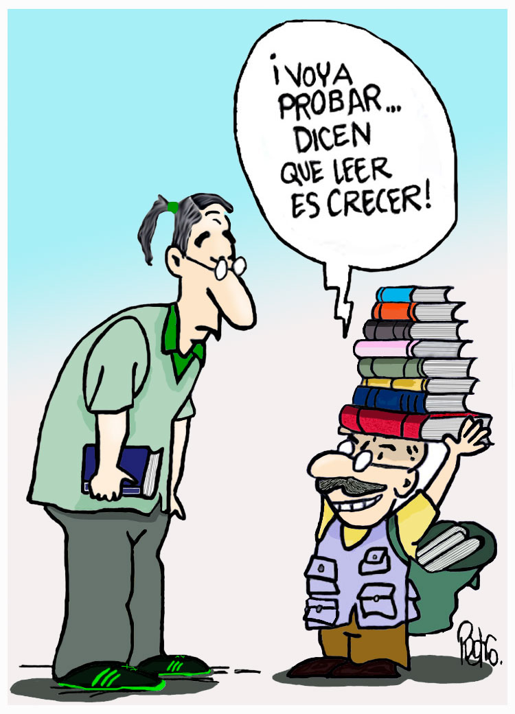 Caricatura de Pedro Méndez sobre el hábito de la lectura,