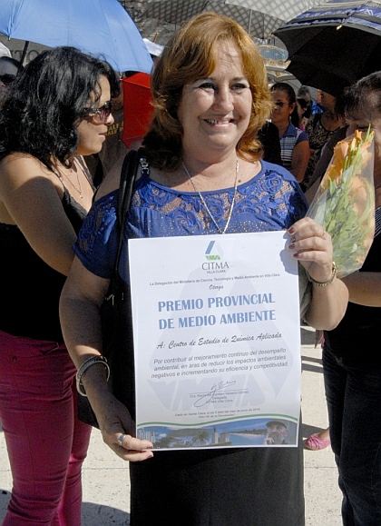 Premio Provincial de Medio Ambiente al Centro de Estudios de Química Aplicada, UCLV. Premio Provincial de Medio Ambiente al Centro de Estudios de Química Aplicada, UCLV.