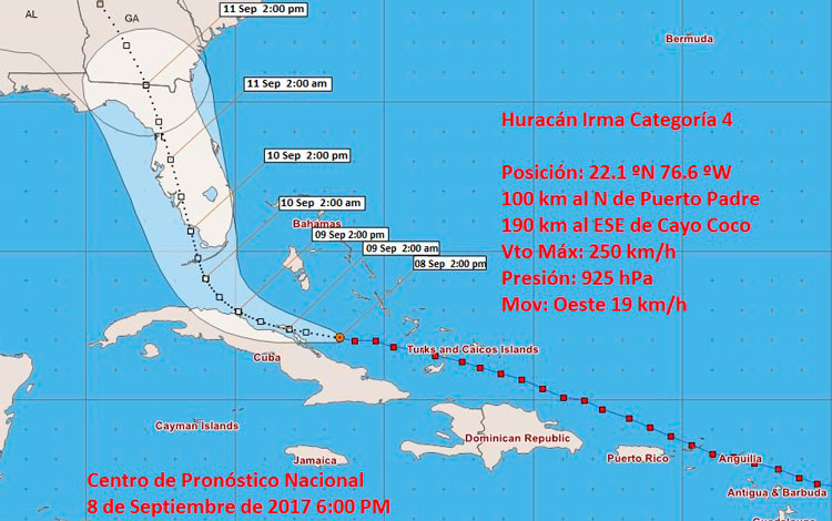 Huracán Irma, 9 de septiembre, 12:01 a.m. Huracán Irma, 9 de septiembre, 12:01 a.m.