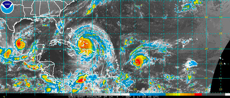 Imagen del huracán Irma, 1:00 a.m., 8 de septiembre. Imagen del huracán Irma, 1:00 a.m., 8 de septiembre.