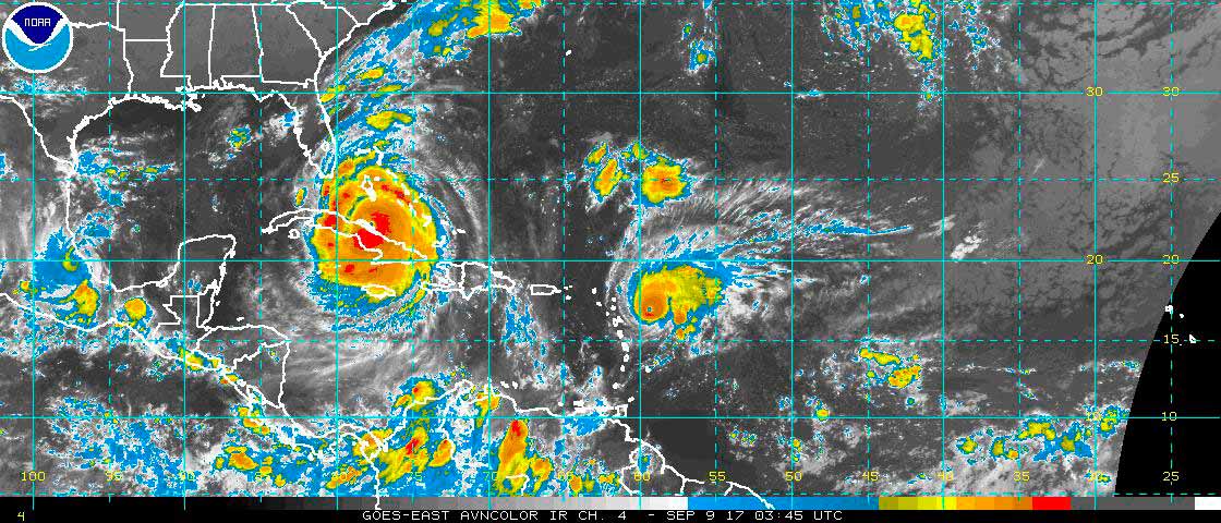 Imagen del huracán Irma, 9 septiembre, 12:01 a.m. Imagen del huracán Irma, 9 septiembre, 12:01 a.m.