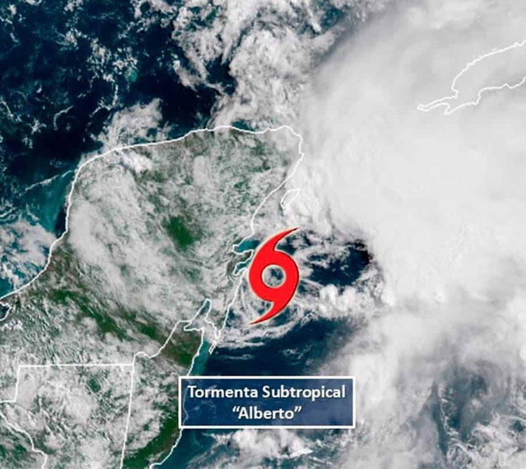 Mapa de la tormenta subtropical Alberto. Mapa de la tormenta subtropical Alberto.