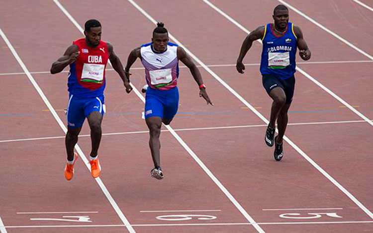 Leonel Suárez y Briander Rivero en los 100 metros de decatlón en LIma 2019. Leonel Suárez y Briander Rivero en los 100 metros de decatlón en LIma 2019.