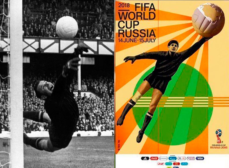 Lev Yashin y cartel del Mundial de 2018. Lev Yashin y cartel del Mundial de 2018.