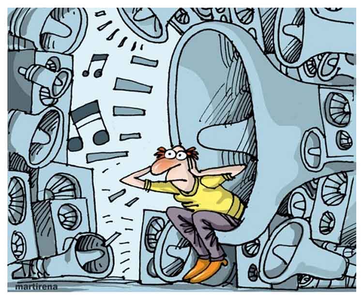Caricatura de Martirena Caricatura de Martirena sobre música en espacios públicos