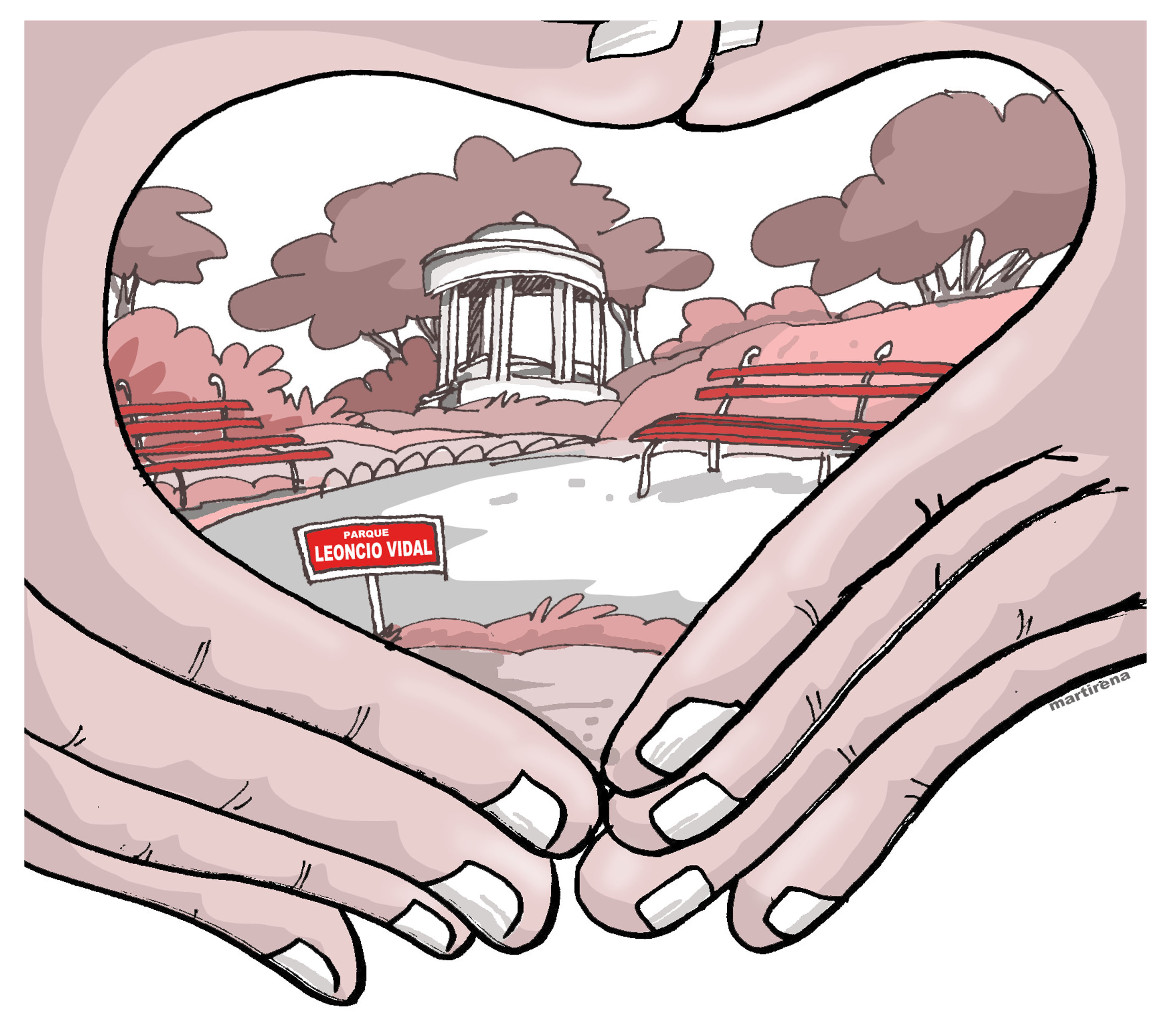 Caricatura de Martirena sobre la protección al parque Vidal Caricatura de Martirena sobre la protección al parque Vidal