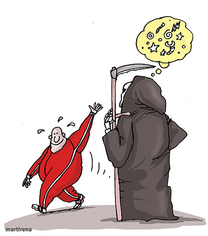 Caricatura de Martirena sobre el hábito de caminar Caricatura de Martirena sobre el hábito de caminar