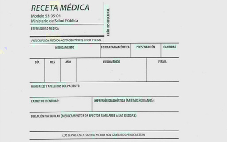 Receta médica, Cuba