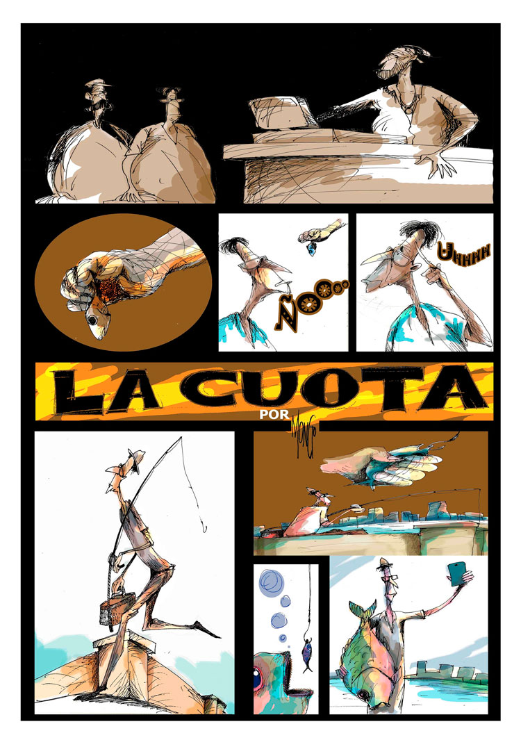 Cuota, caricatura de Ramó Díaz Yánez, mención en historieta en la 21 Bienal Internacional del Hunor de San Antonio de los Baños. Cuota, caricatura de Ramó Díaz Yánez, mención en historieta en la 21 Bienal Internacional del Hunor de San Antonio de los Baños.
