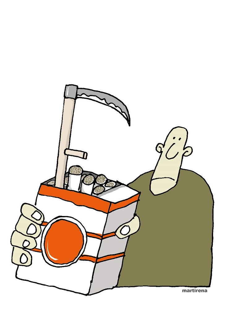 Caricatura de Martirena sobre el daño del cigarro a la salud Caricatura de Martirena sobre el daño del cigarro a la salud