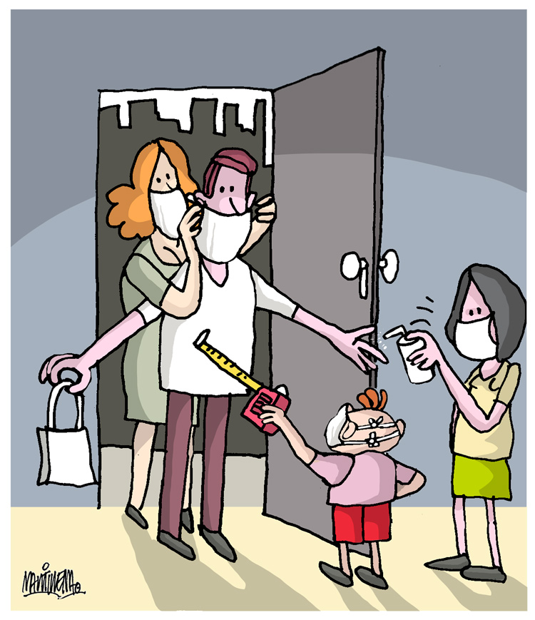 Caricatura de Alfredo Martirena sobre las medidas higiénico-sanitarias en los hogares. Caricatura de Alfredo Martirena sobre las medidas higiénico-sanitarias en los hogares.