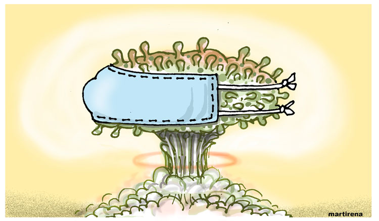 Caricatura de Alfredo Martirena sobre la COVID-19. Caricatura de Alfredo Martirena sobre la COVID-19.