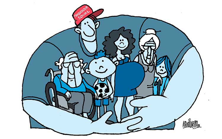 Ilustración de Alfredo Martirena sobre los trabajadores sociales en Cuba. Ilustración de Alfredo Martirena sobre los trabajadores sociales en Cuba.