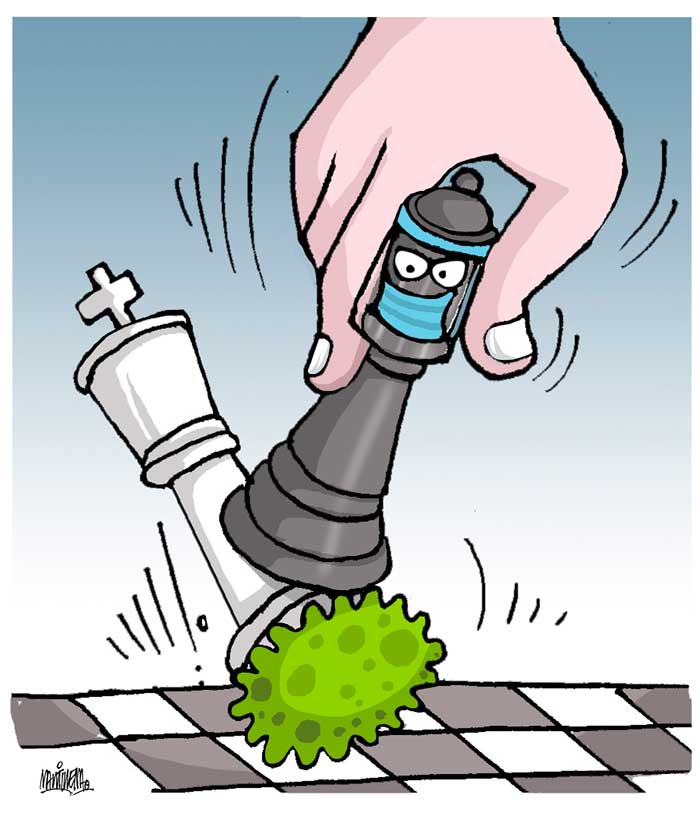 Ilustración de Alfredo Martirena sobre la necesidad de controlar la pandemia de COVID-19. Ilustración de Alfredo Martirena sobre la necesidad de controlar la pandemia de COVID-19.