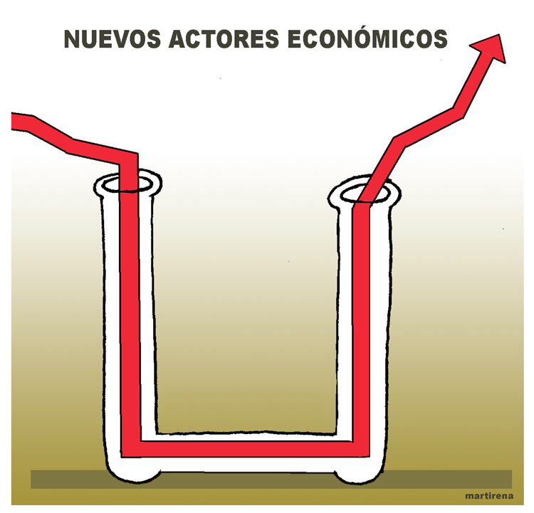 Ilustración de Alfredo Martirena sobre los nuevos actores de la economía cubana. Ilustración de Alfredo Martirena sobre los nuevos actores de la economía cubana.