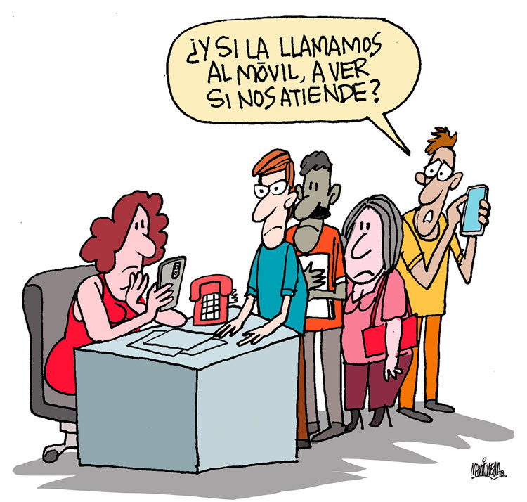 Caricatura de Alfredo Lorenzo Martirena sobre la insensibilidad en la atención a la población. Caricatura de Alfredo Lorenzo Martirena sobre la insensibilidad en la atención a la población.