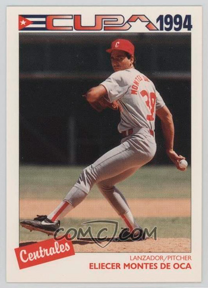Postal del pícher cubano Eliecer Montes de Oca en la temporada de 1994. Postal del pícher cubano Eliecer Montes de Oca en la temporada de 1994.