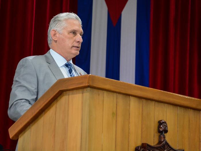 Presidente cubano, Miguel Díaz-Canel Bermúdez, pronuncia discurso de clausura del Séptimo Período Ordinario de Sesiones de la Asamblea Nacional del Poder Popular. Presidente cubano, Miguel Díaz-Canel Bermúdez, pronuncia discurso de clausura del Séptimo Período Ordinario de Sesiones de la Asamblea Nacional del Poder Popular.