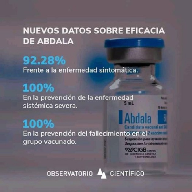 Efectividad de la vacuna cubana Abdala contra la COVID-19. Efectividad de la vacuna cubana Abdala contra la COVID-19.