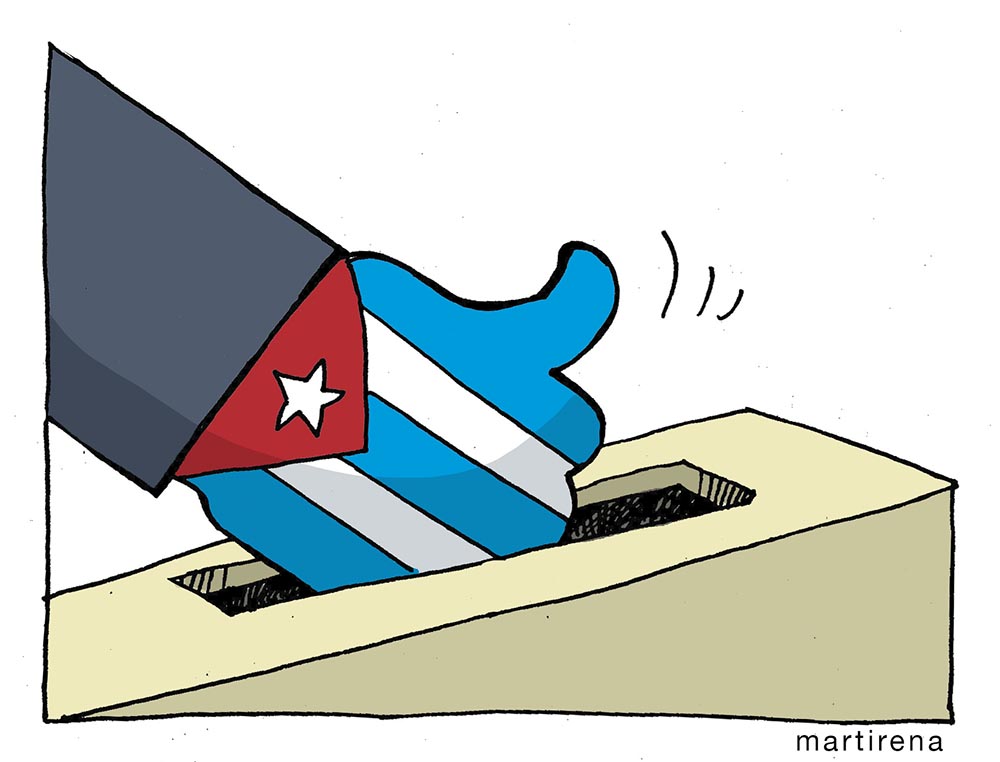 Ilustración de Martirena sobre el Sí en el Referendo Constitucional