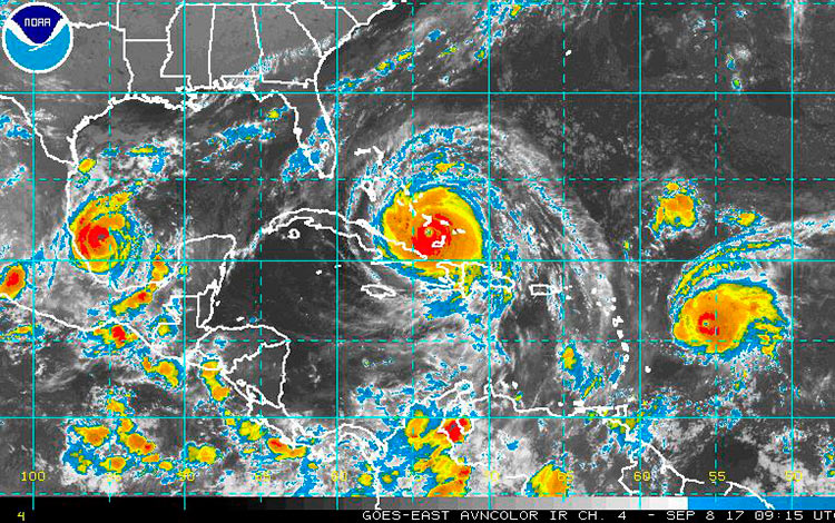 Imagen del huracán Irma, a las 6:00 a.m. del 8 de septiembre de 2017.