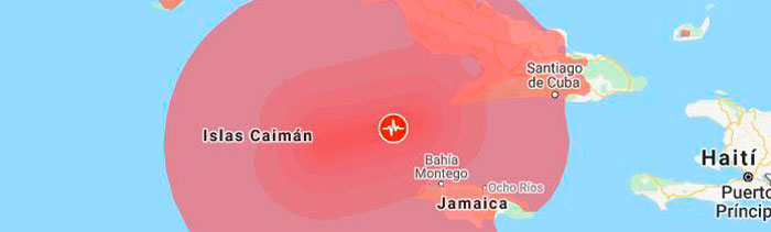 Mapa del sismo ocurrido el 28 de enero de 2020 en el mar Caribe. Mapa del sismo ocurrido el 28 de enero de 2020 en el mar Caribe.