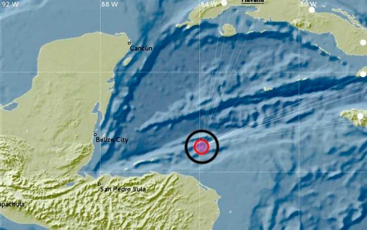 Localización del sismo ocurrido al este de Islas Swan en Honduras 