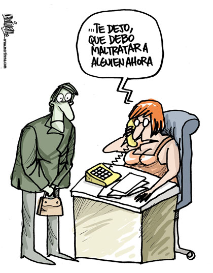 Maltrato, de Alfredo Martirena. Caricatura de Alfredo Martirena sobre el maltrato al público.