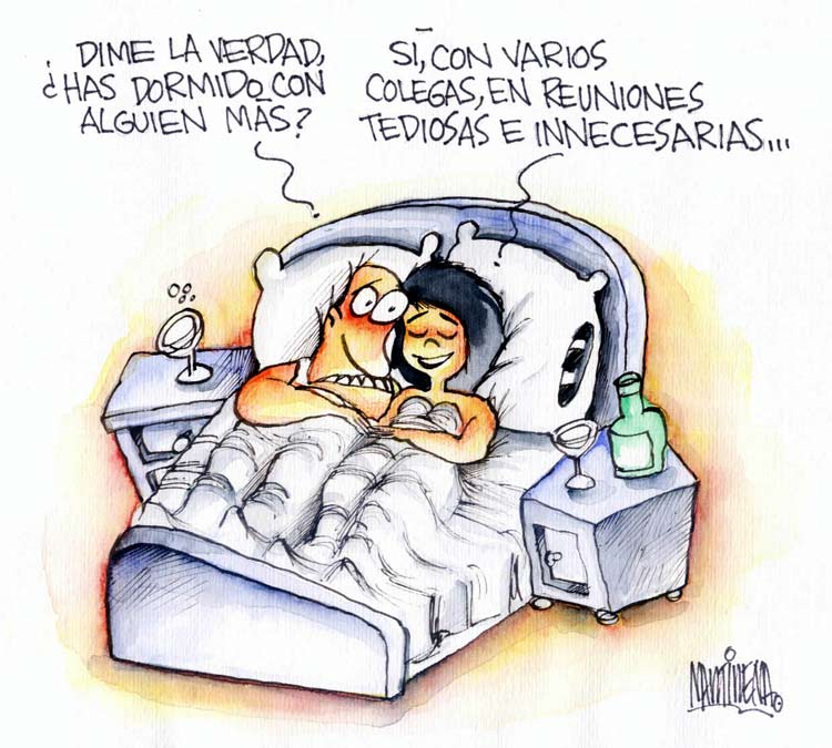 Reuniones, de Alfredo Martirena. Caricatura de Alfredo Martirena sobre el reunionismo.