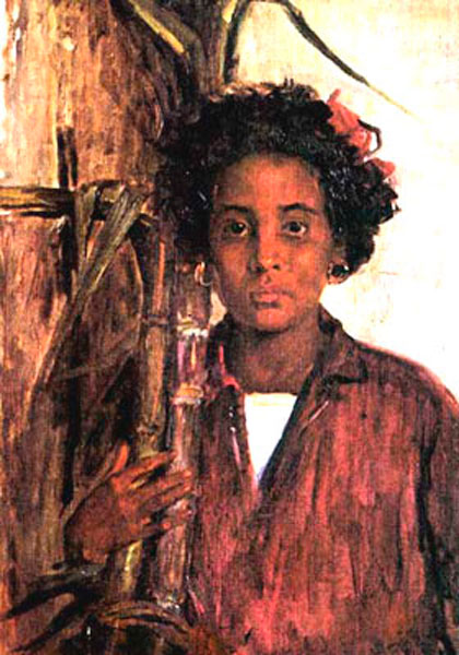 La niña de las cañas, obra de Leopoldo Romañach. La niña de las cañas, obra del pintor cubano Leopoldo Romañach.