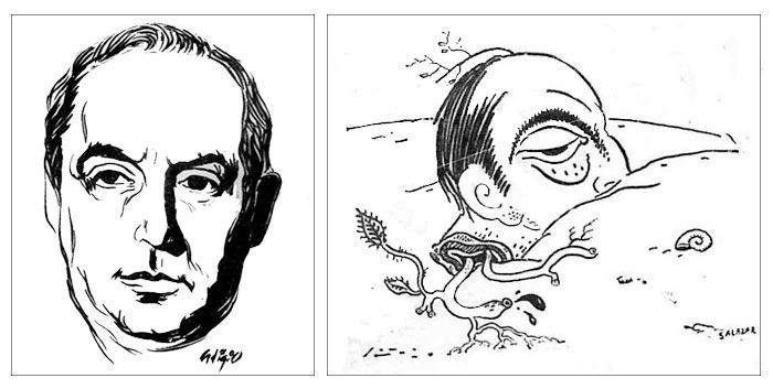 Caricaturas de Pablo Neruda realizadas por Adigio Benítez y Toño Salazar. Caricaturas de Pablo Neruda realizadas por Adigio Benítez y Toño Salazar.