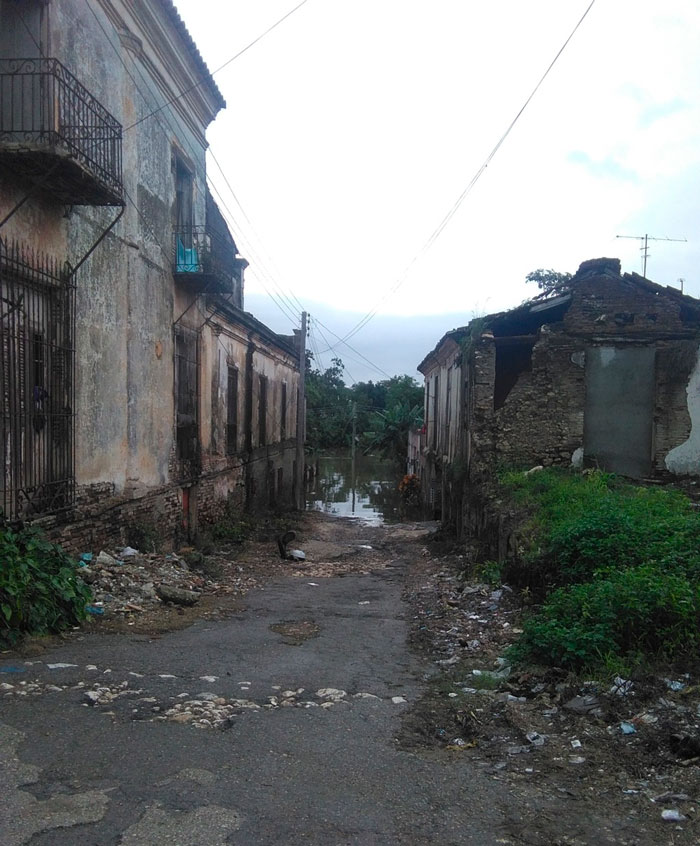 Barrio de Sagua la Grande inundado por aguas del rí­o de igual nombre.