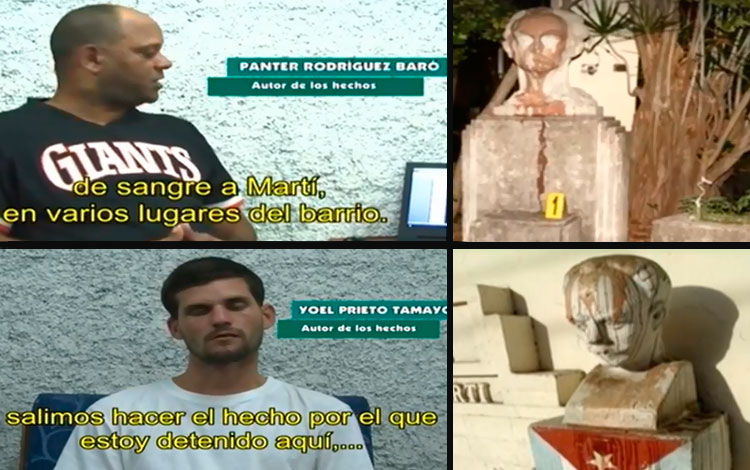 Autores de los hechos vandálicos contra bustos de Martí.