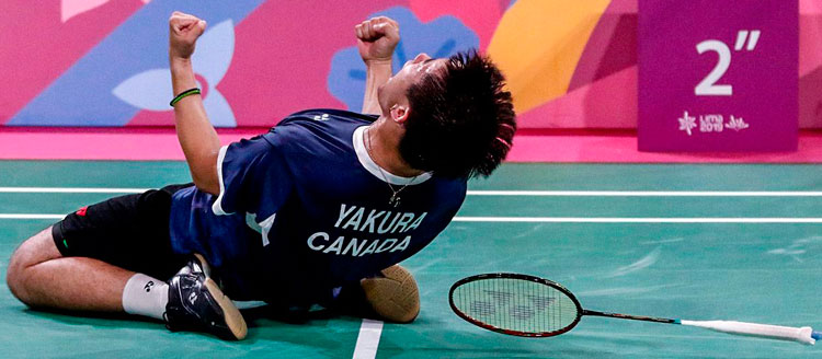 Canadiense celebra triunfo sobre Estados Unidos en bádminton. Canadiense celebra triunfo sobre Estados Unidos en bádminton.
