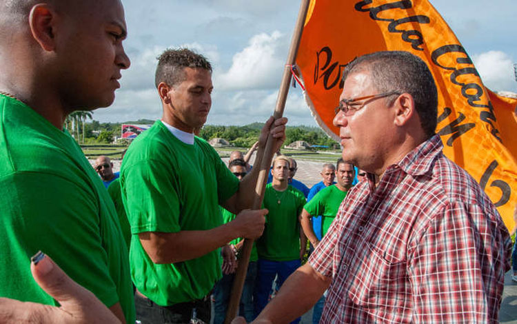 Abanderamiento del equipo Villa Clara de béisbol.