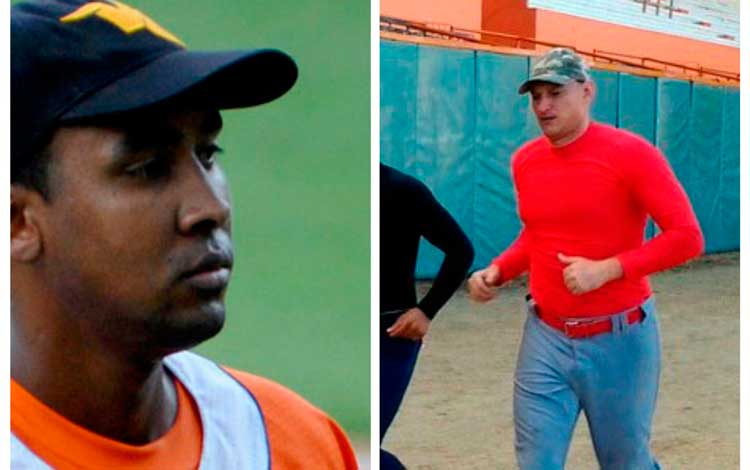 Los lanzadores Yasmani Hernández Rojas y Yoandry Ruiz, el Bielorruso.