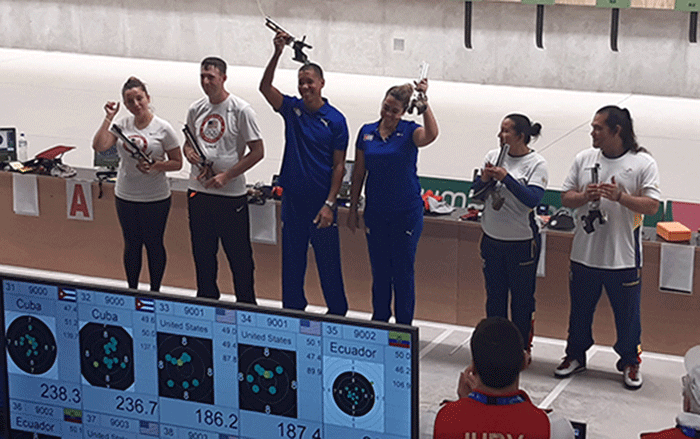 Cuba gana oro en la categorí­a mixta de pistola de aire a 10 metros.