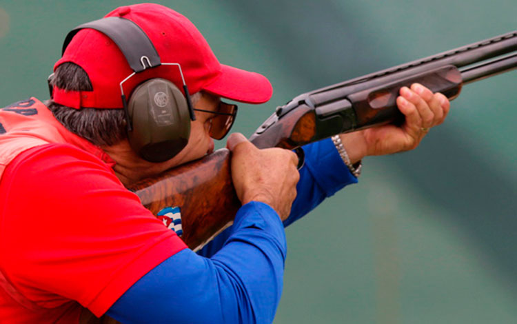 Juan Miguel Rodrí­guez compite por Cuba en el skeet del tiro de los Panamericanos de Lima 2019. de Lima 2019. 