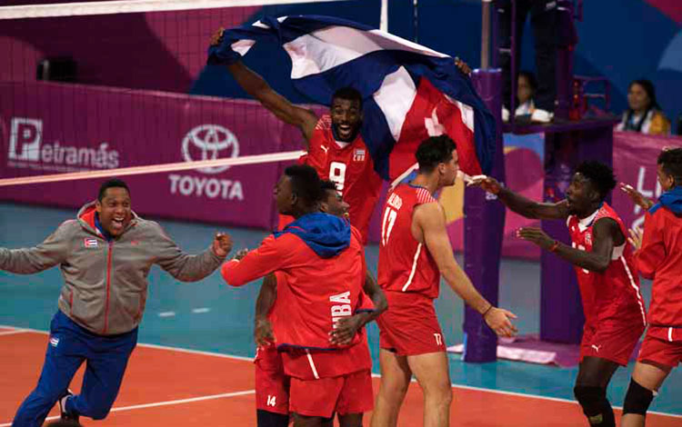 Cuba celebra victoria contra Brasil en el voleibol.
