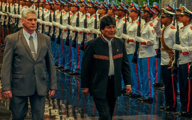 Miguel Díaz-Canel y el presidente boliviano Evo Morales