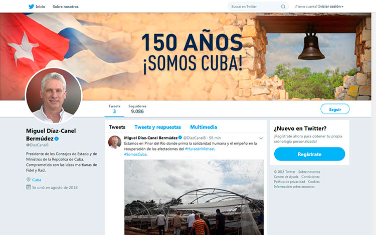 Perfil en Twitter del presidente de Cuba, Miguel Díaz-Canel.
