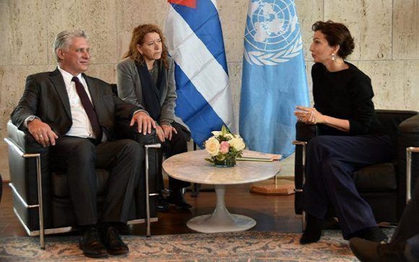 Díaz-Canel con Directora General de la Unesco