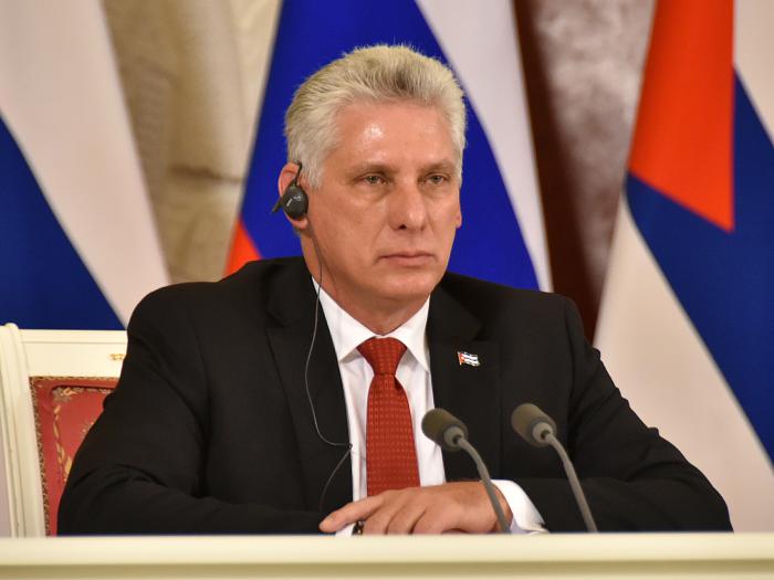 Miguel Díaz-Canel Bermúdez, presidente de Cuba, en conferencia de prensa en Rusia. Miguel Díaz-Canel Bermúdez, presidente de Cuba, en conferencia de prensa en Rusia.
