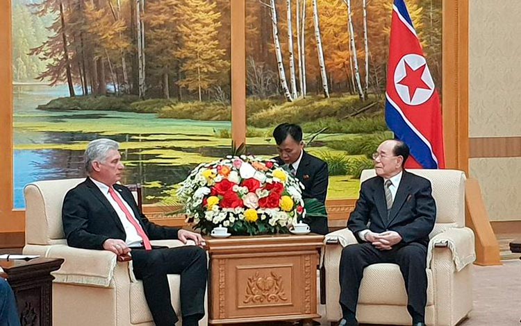 Encuentro entre Miguel Díaz-Canel Bermúdez y Kim Yong Nam.