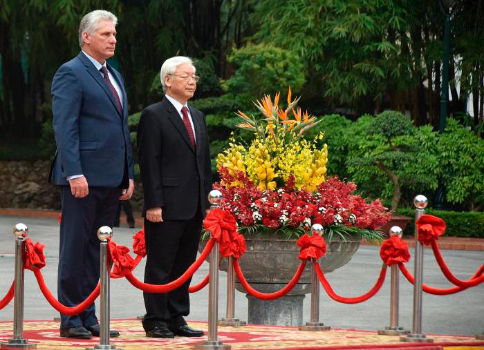 Miguel Díaz-Canel Bermúdez y Nguyen Phu Trong, presidentes de Cuba y Vietnam, respectivamente. Miguel Díaz-Canel Bermúdez y Nguyen Phu Trong, presidentes de Cuba y Vietnam, respectivamente.