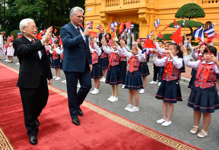 Miguel Díaz-Canel Bermúdez y Nguyen Phu Trong, presidentes de Cuba y Vietnam, respectivamente. Miguel Díaz-Canel Bermúdez y Nguyen Phu Trong, presidentes de Cuba y Vietnam, respectivamente.