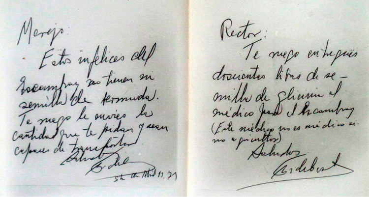 Notas de Fidel Castro Ruz sobre desarrollo del Escambray.